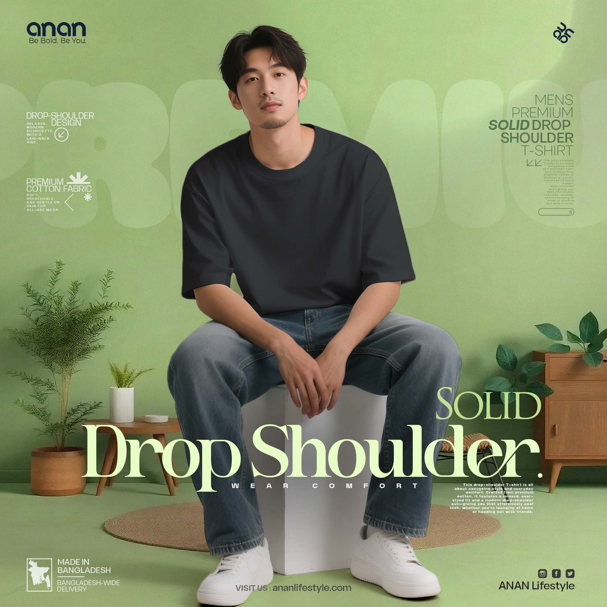 Solid Drop Shoulder T-shirt